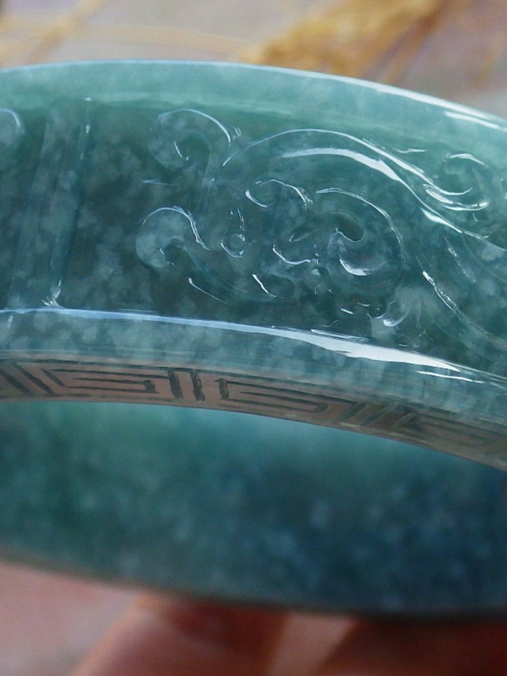 63mm Certified Grade A JADE Jadeite Dragon Phoenix Circle Bangle Bracelet